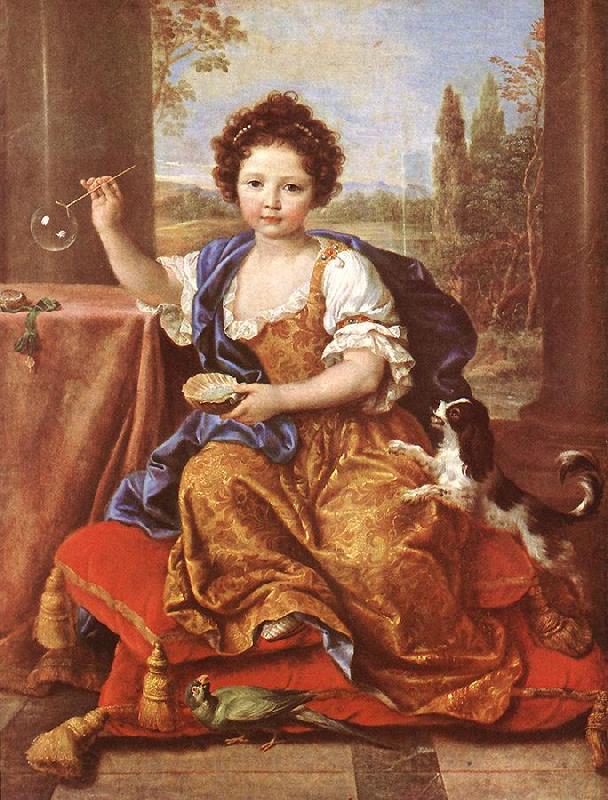 MIGNARD, Pierre Girl Blowing Soap Bubbles Germany oil painting art